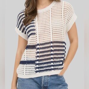 Blu Pepper Color Block Open Knit Top
